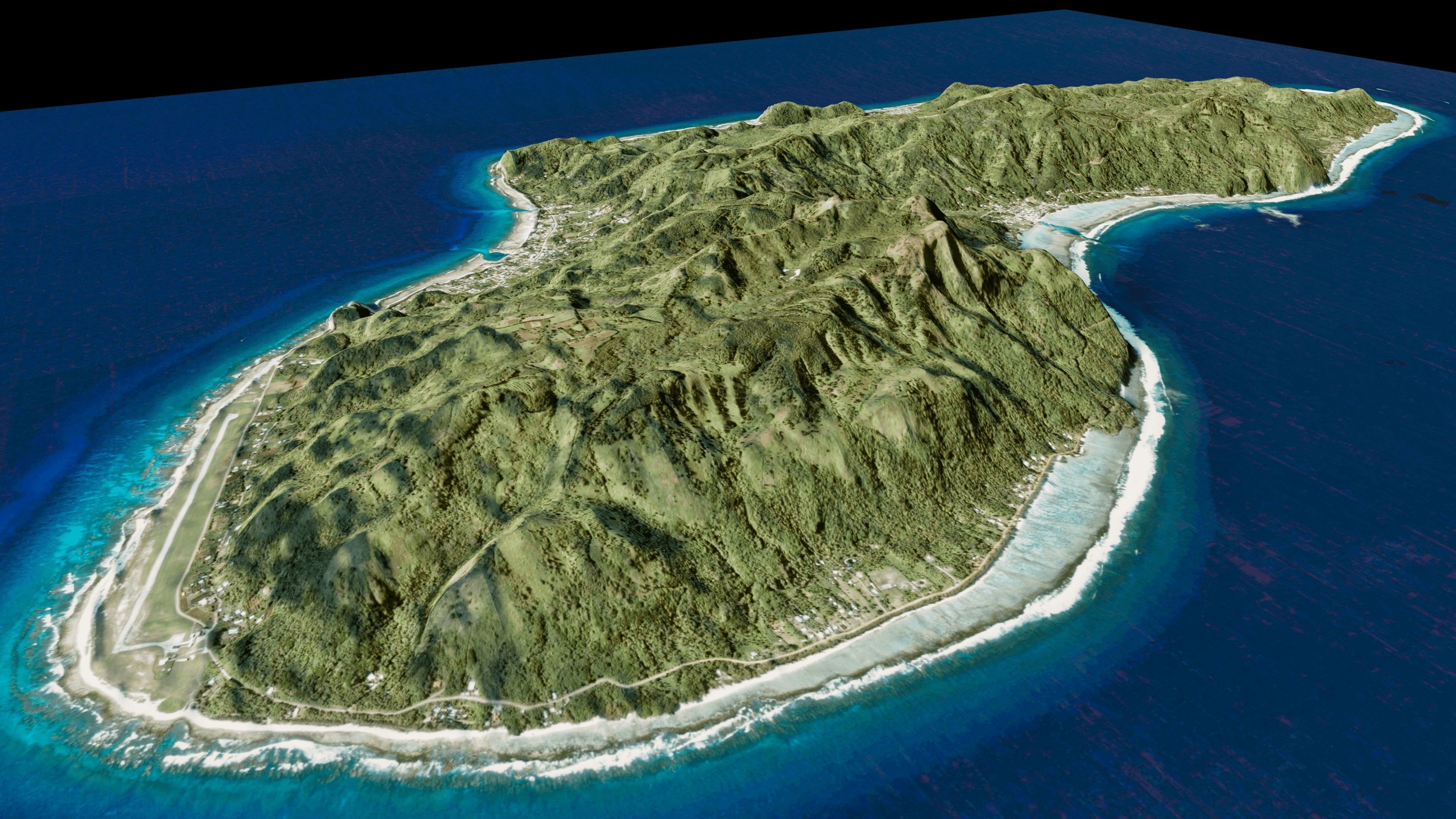 Rurutu French Polynesia island 3d model terrain 3D model_3
