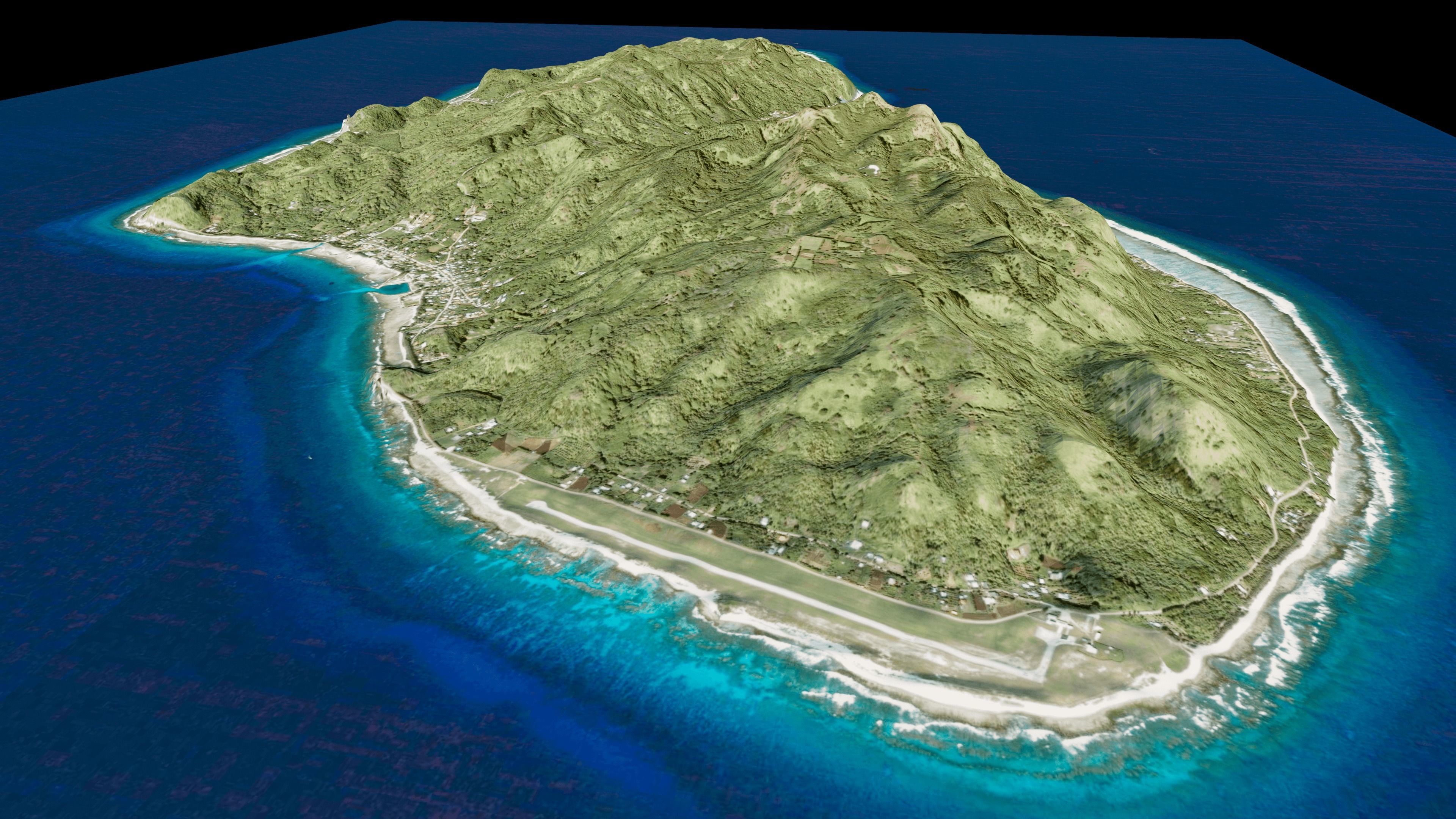 Rurutu French Polynesia island 3d model terrain 3D model_2