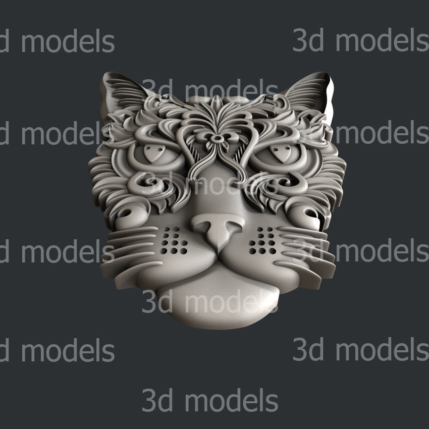 3d STL models for CNC or 3d printer cat decor P456 3D model_3