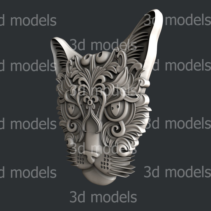 3d STL models for CNC or 3d printer cat decor P456 3D model_2