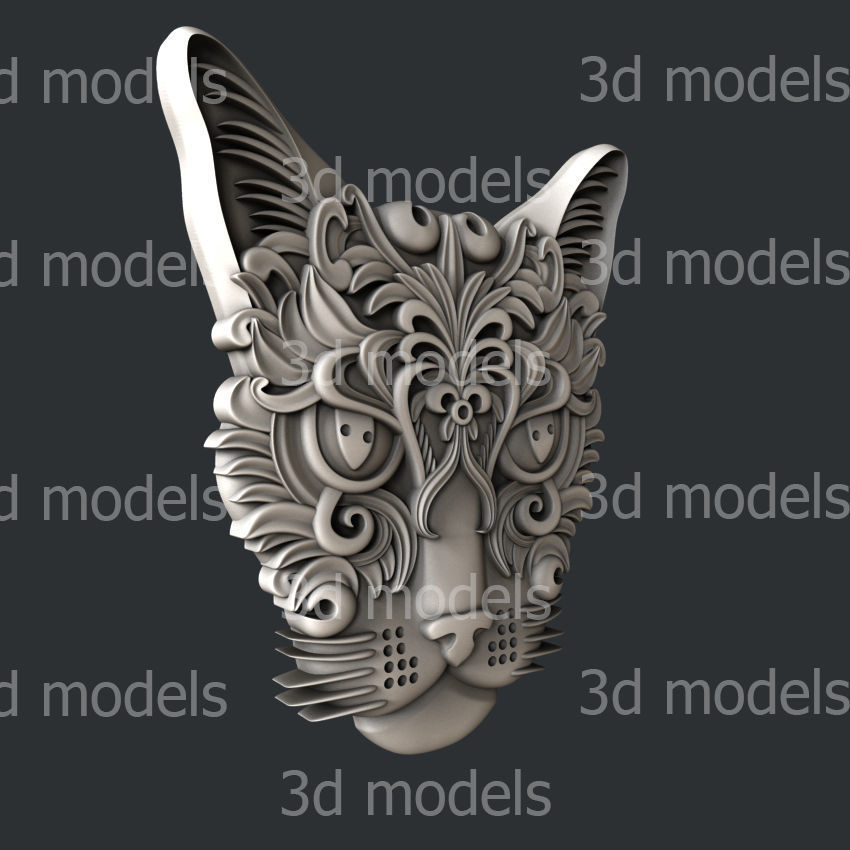 3d STL models for CNC or 3d printer cat decor P456 3D model_1