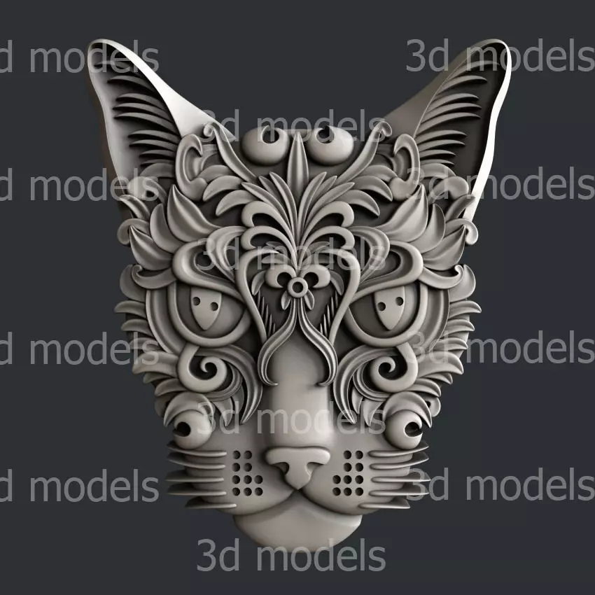 3d STL models for CNC or 3d printer cat decor P456 3D model_0