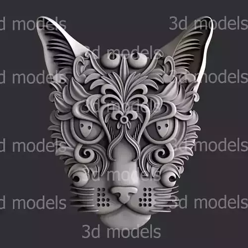 3d STL models for CNC or 3d printer cat decor P456 3D model