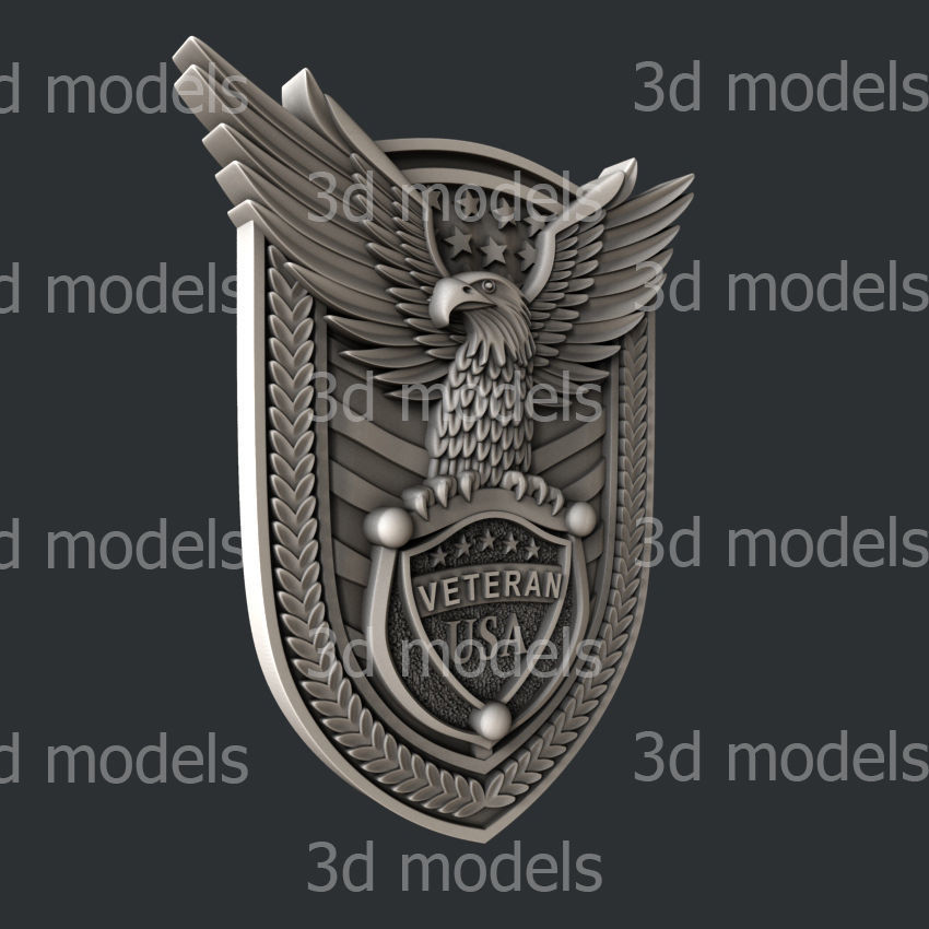 3d STL models for CNC or 3d printer USA veteran P458 3D model_1
