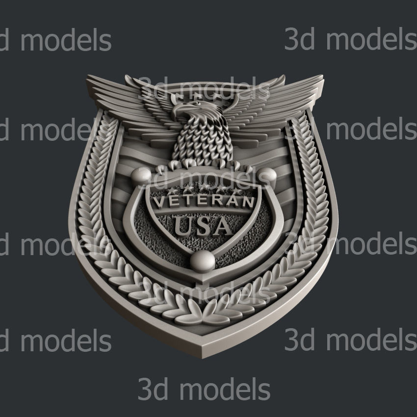 3d STL models for CNC or 3d printer USA veteran P458 3D model_3