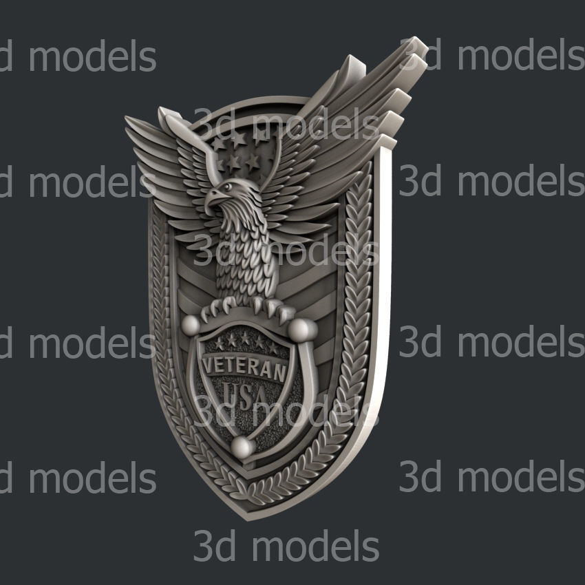 3d STL models for CNC or 3d printer USA veteran P458 3D model_2