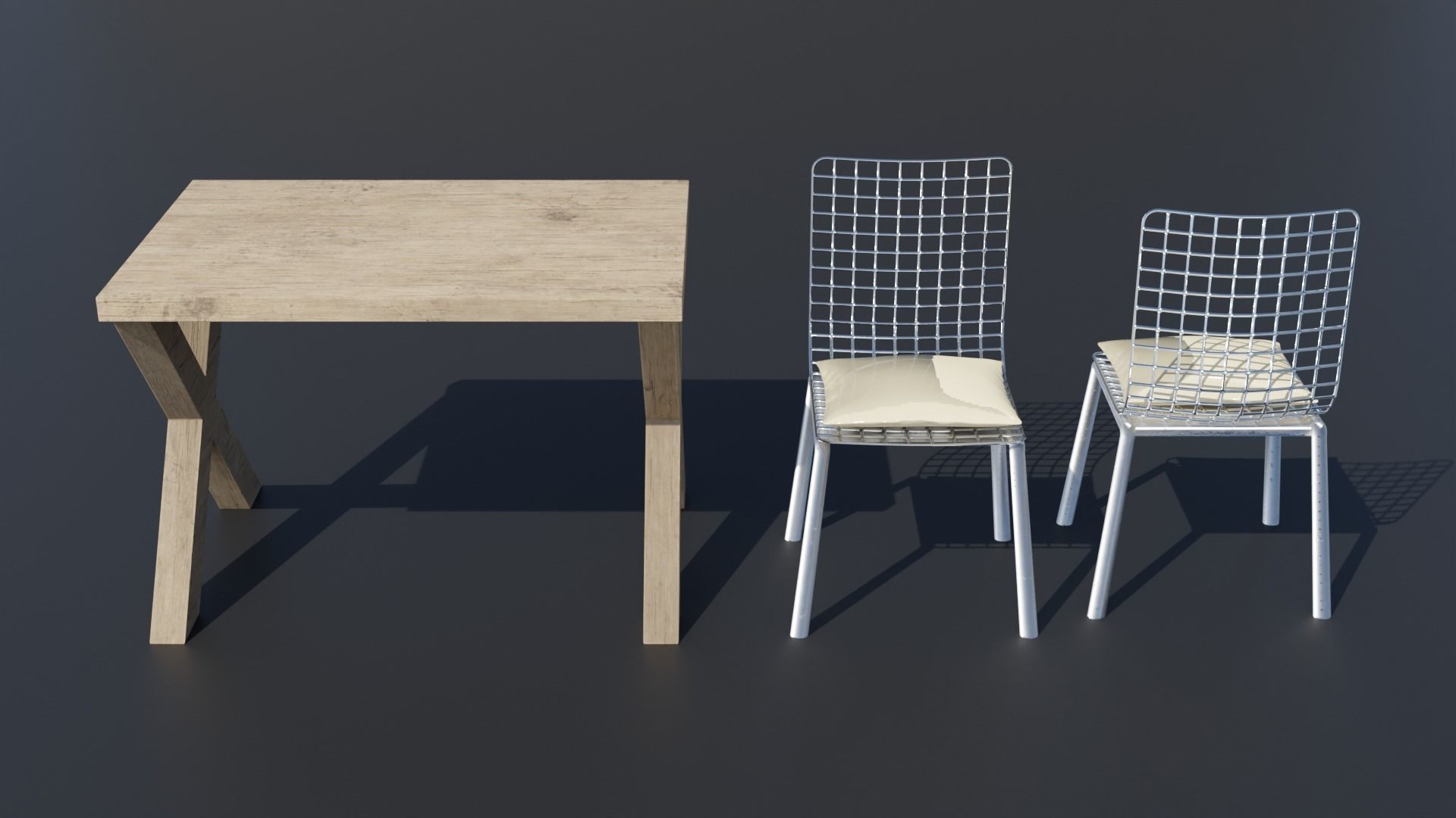 Simple Table and Chair 3D Model Low-poly 3D model Low-poly 3D model_12