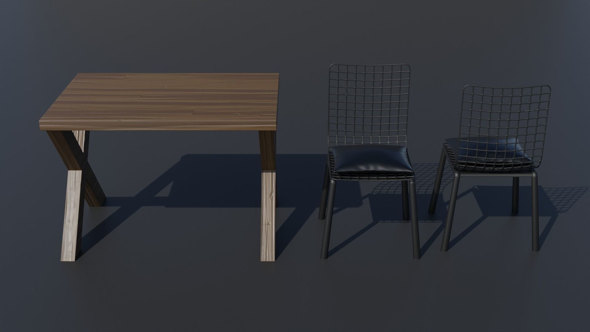 Simple Table and Chair 3D Model Low-poly 3D model Low-poly 3D model_7