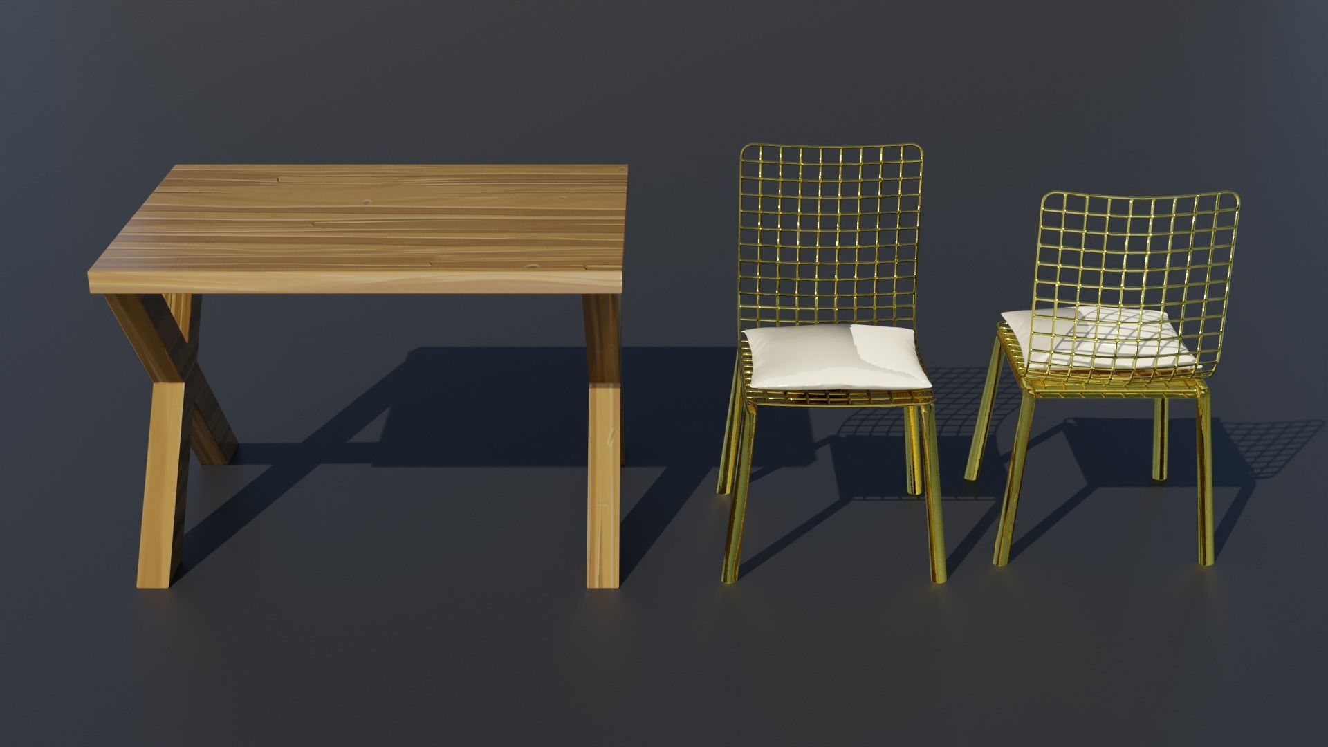 Simple Table and Chair 3D Model Low-poly 3D model Low-poly 3D model_8
