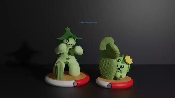Cacnea and Cacturne pokemon 3D print model 3D print model