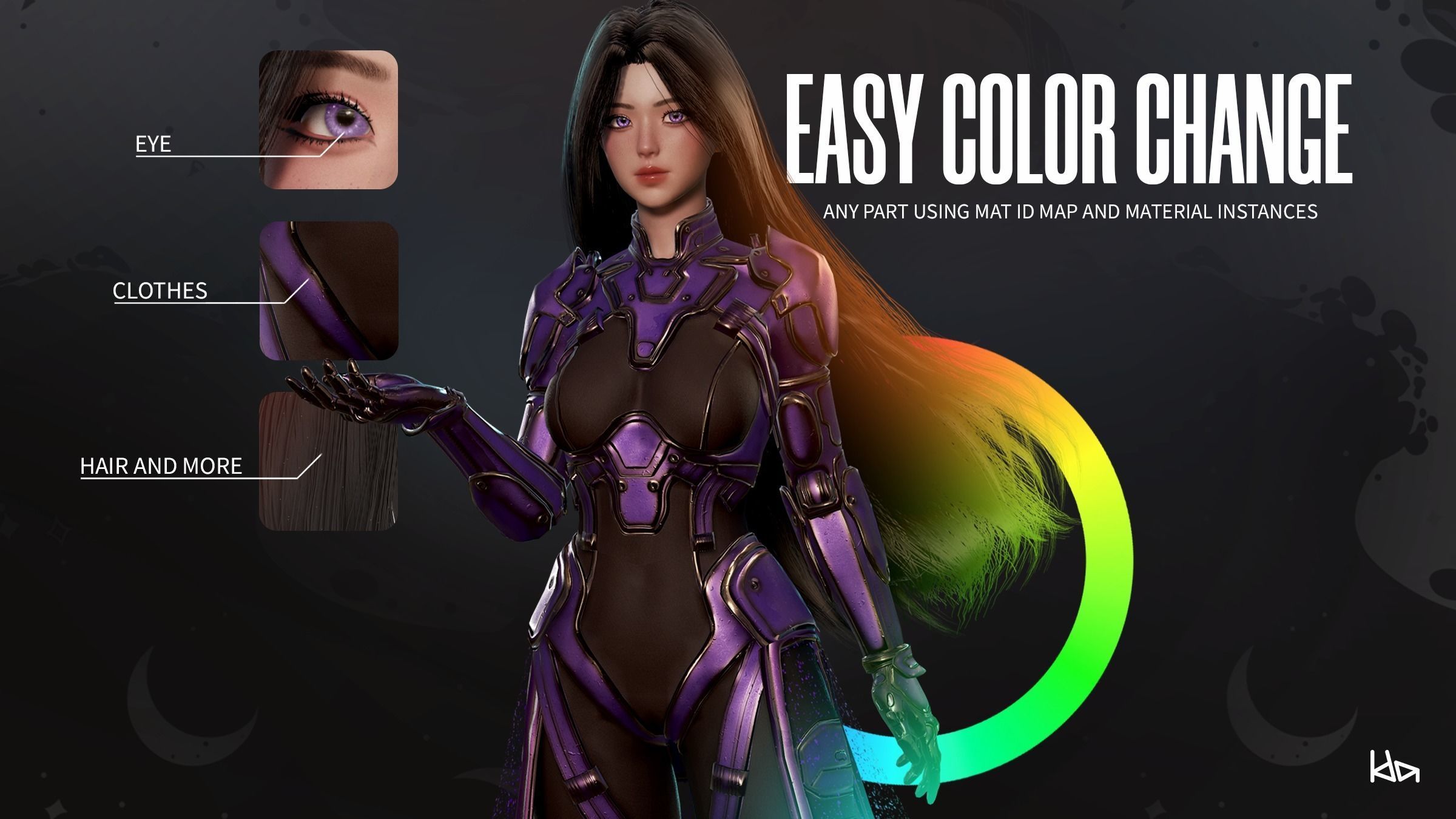 Stellar Girl Celeste - Game Ready Low-poly 3D model_5