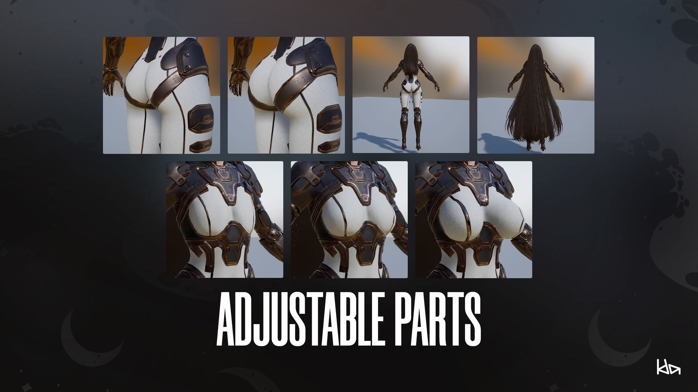 Stellar Girl Celeste - Game Ready Low-poly 3D model_11