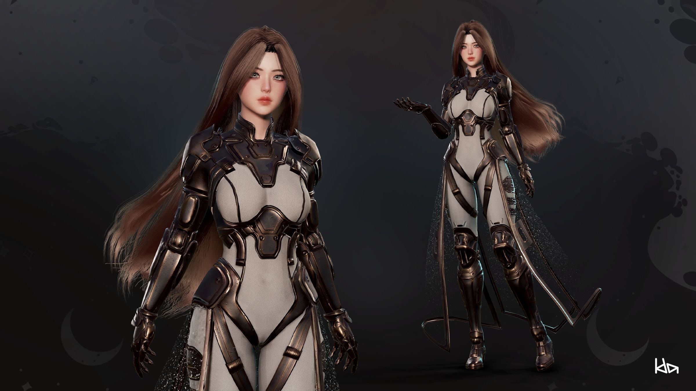 Stellar Girl Celeste - Game Ready Low-poly 3D model_3