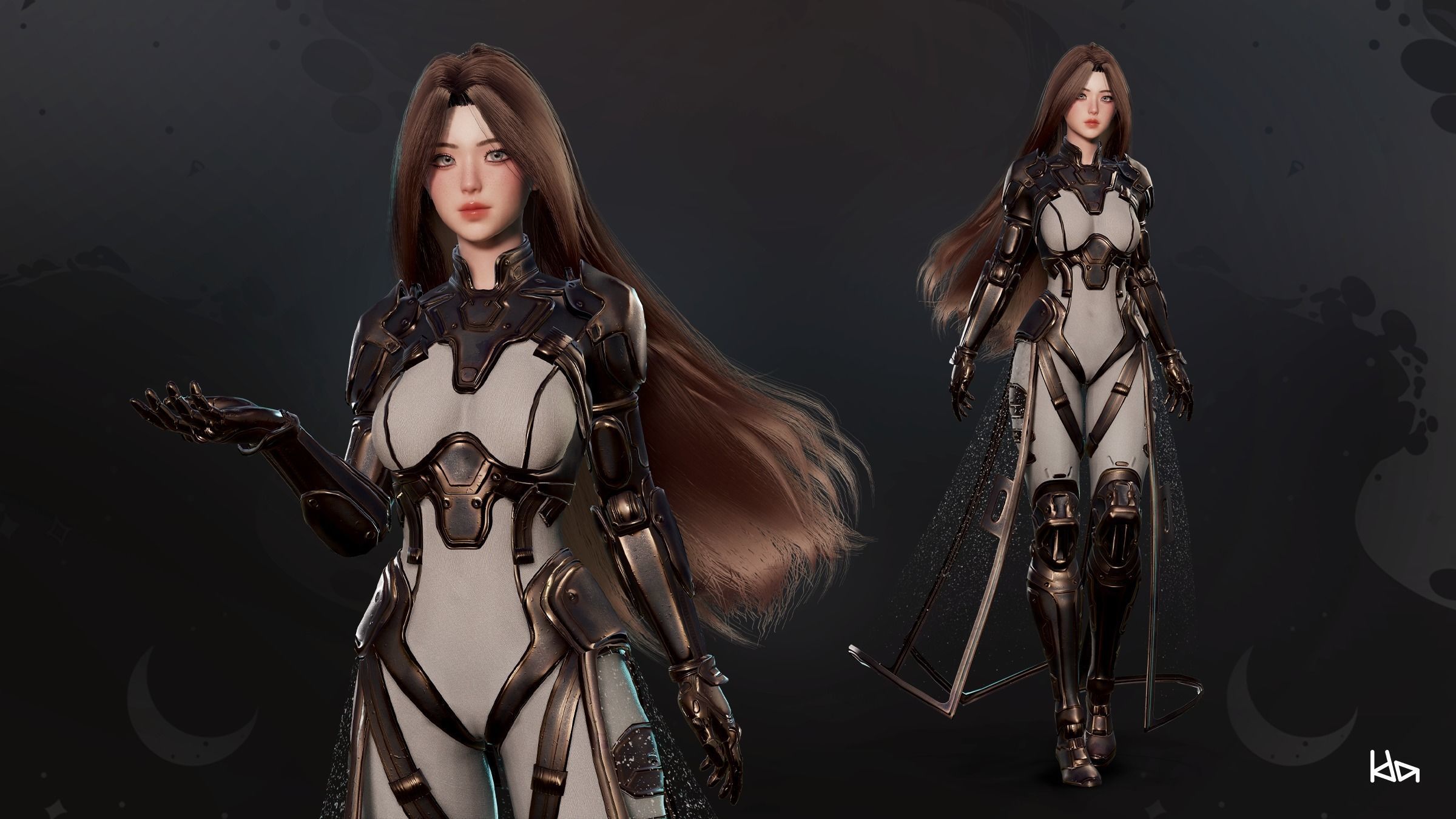 Stellar Girl Celeste - Game Ready Low-poly 3D model_2