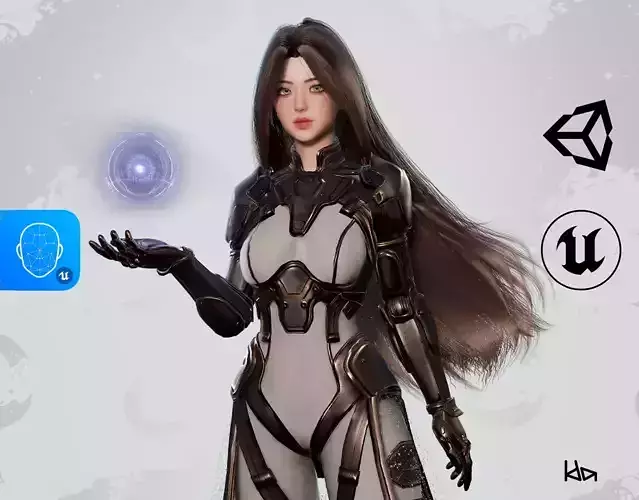 Stellar Girl Celeste - Game Ready Low-poly 3D model