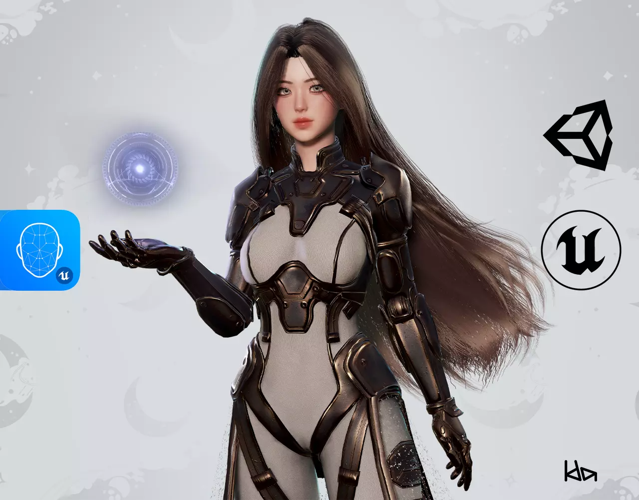 Stellar Girl Celeste - Game Ready Low-poly 3D model_0