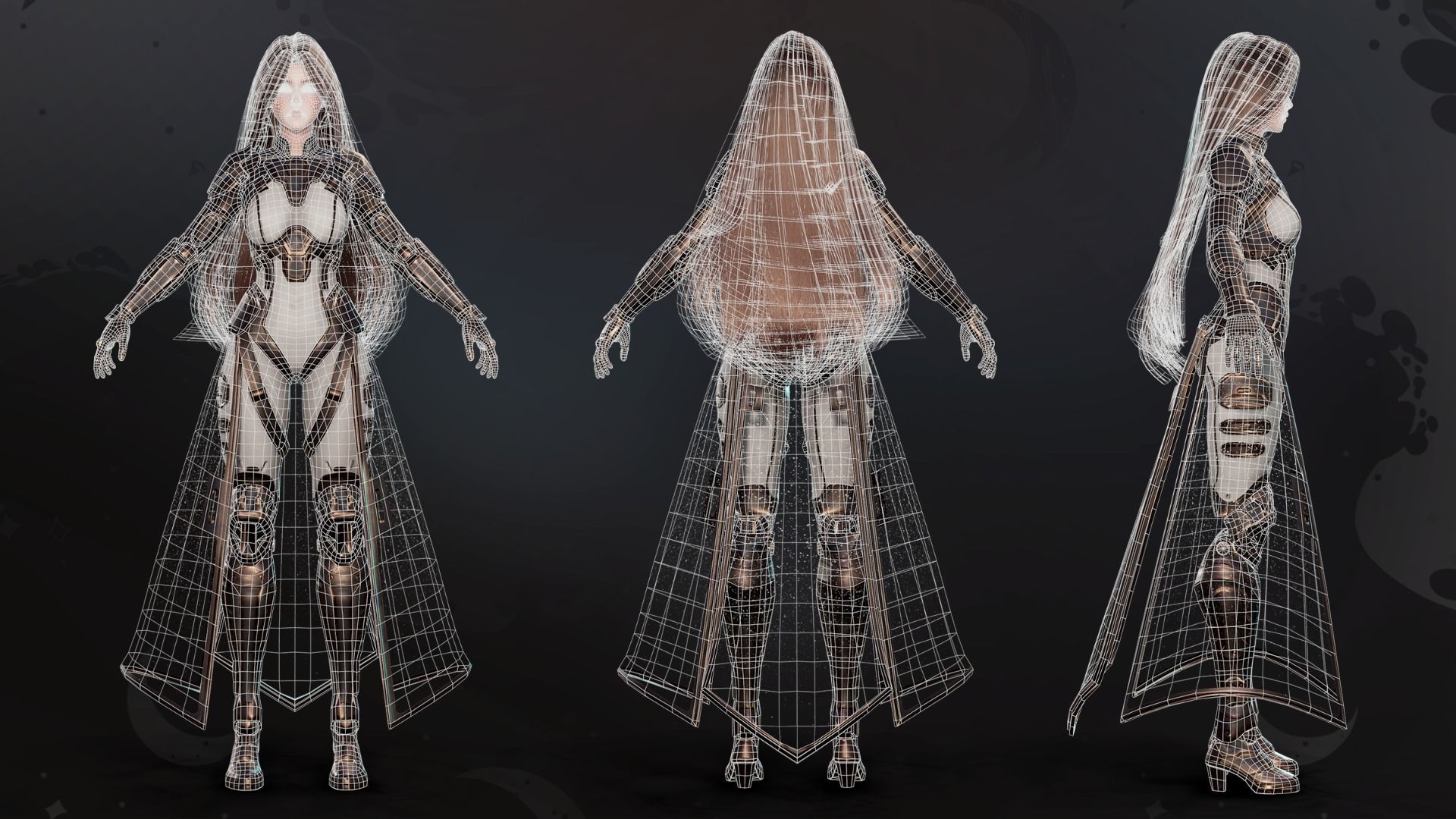 Stellar Girl Celeste - Game Ready Low-poly 3D model_27