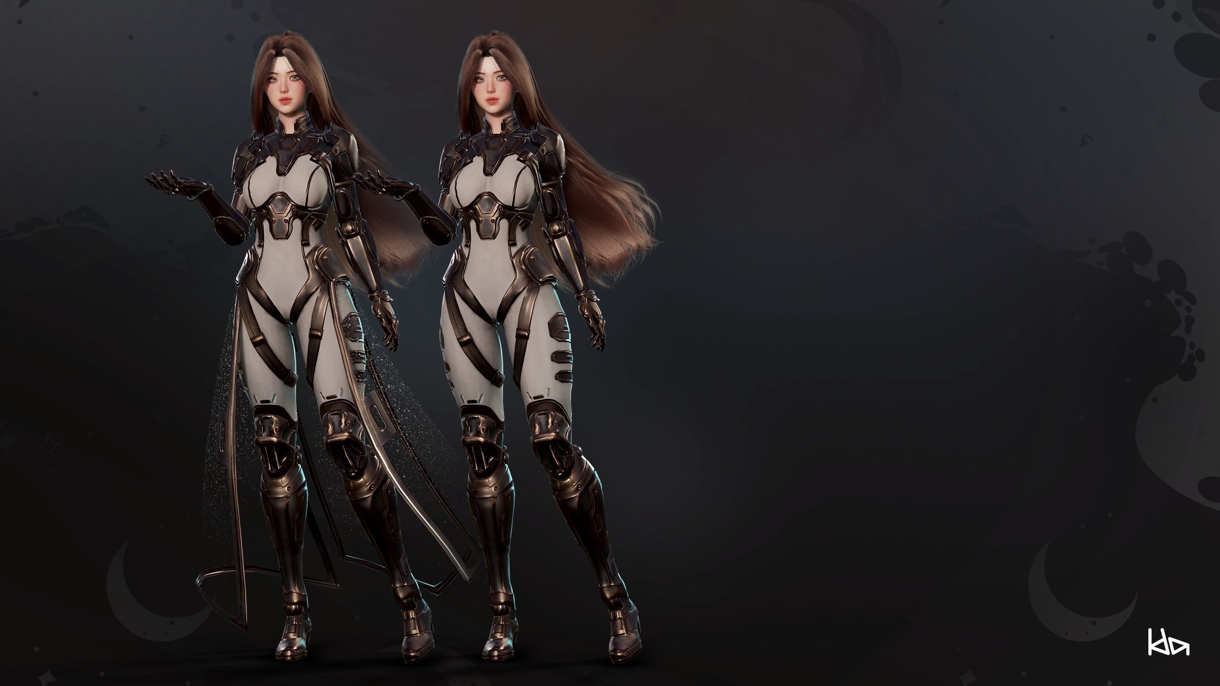 Stellar Girl Celeste - Game Ready Low-poly 3D model_10