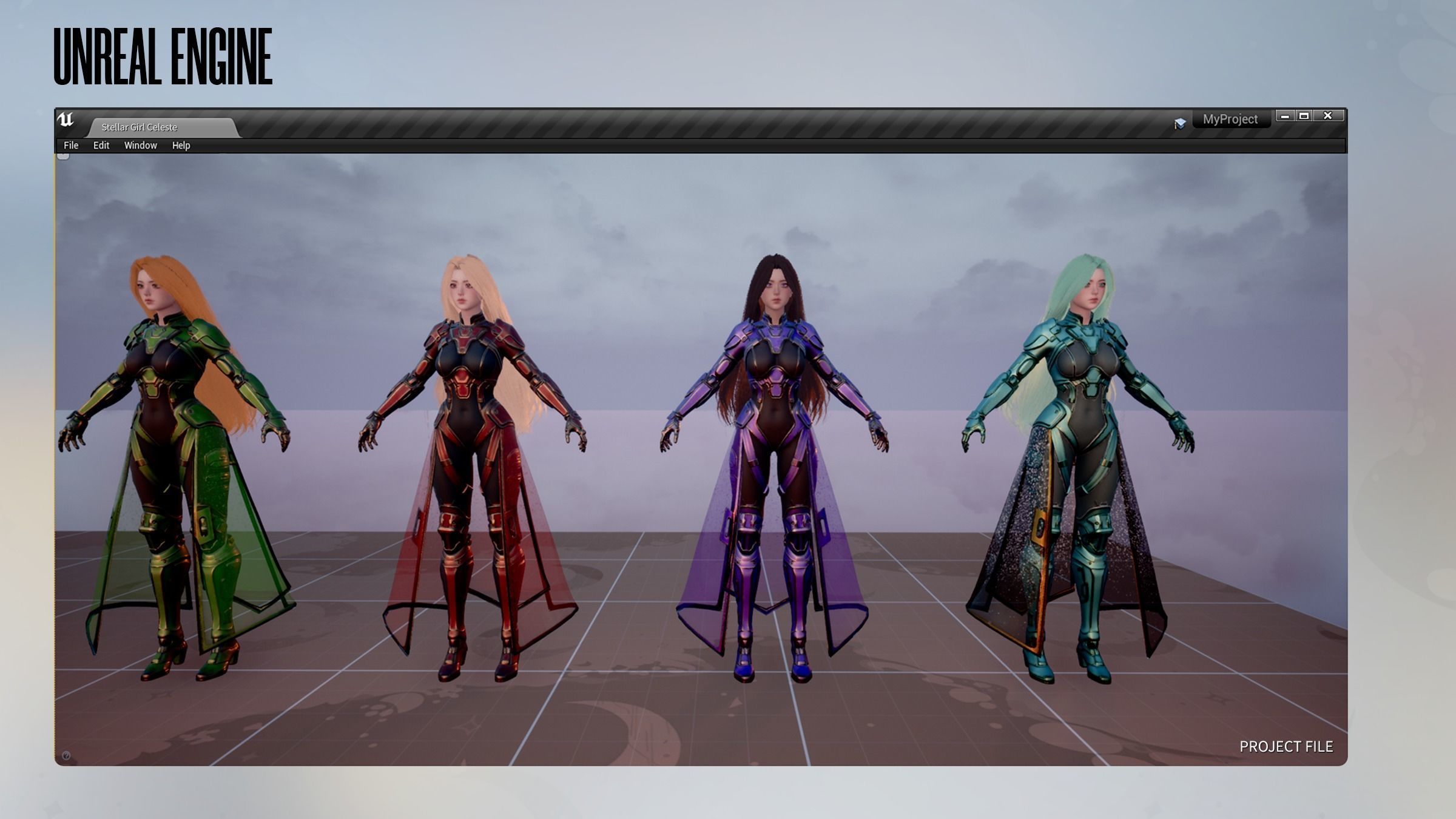 Stellar Girl Celeste - Game Ready Low-poly 3D model_16