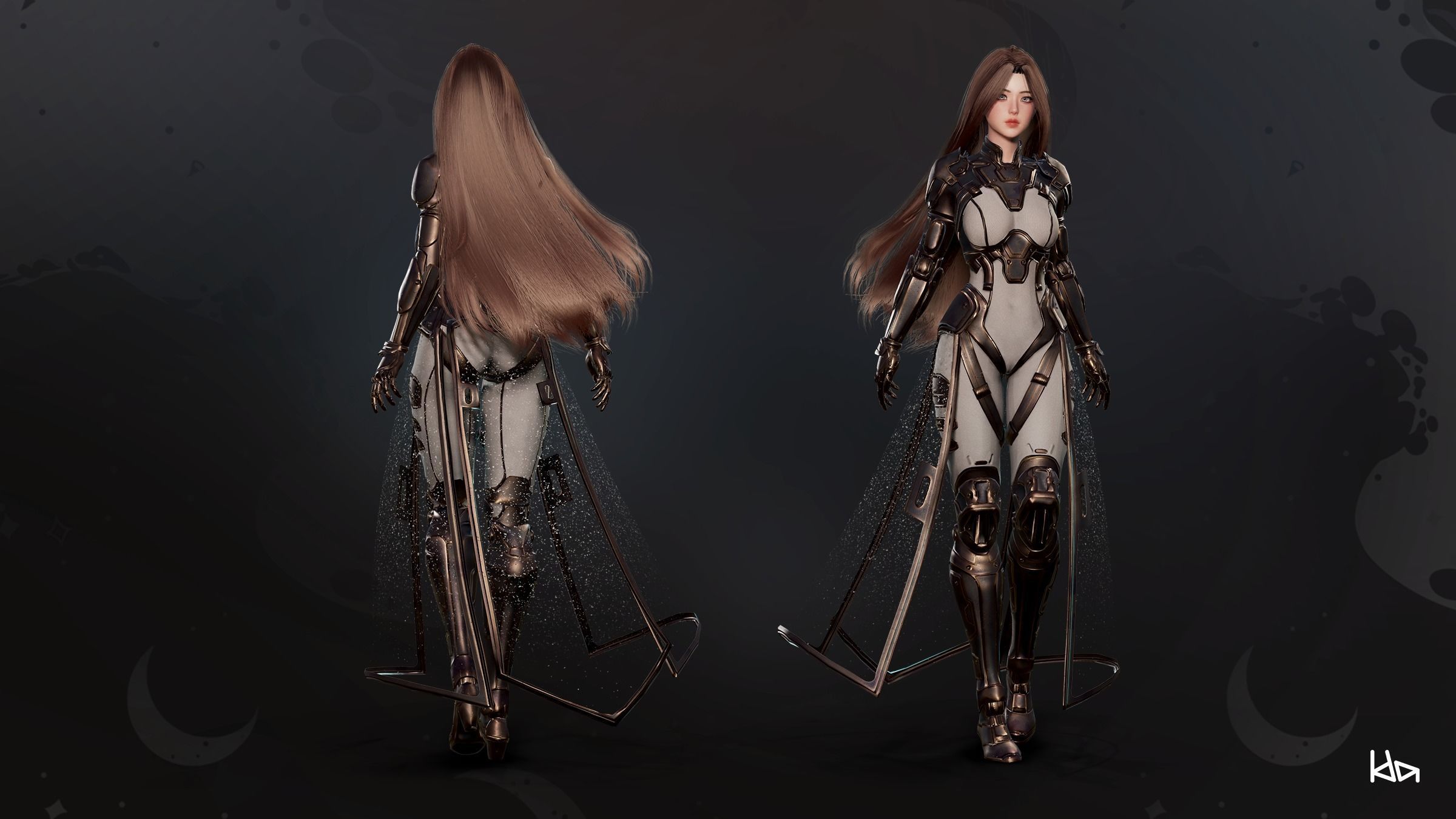 Stellar Girl Celeste - Game Ready Low-poly 3D model_4