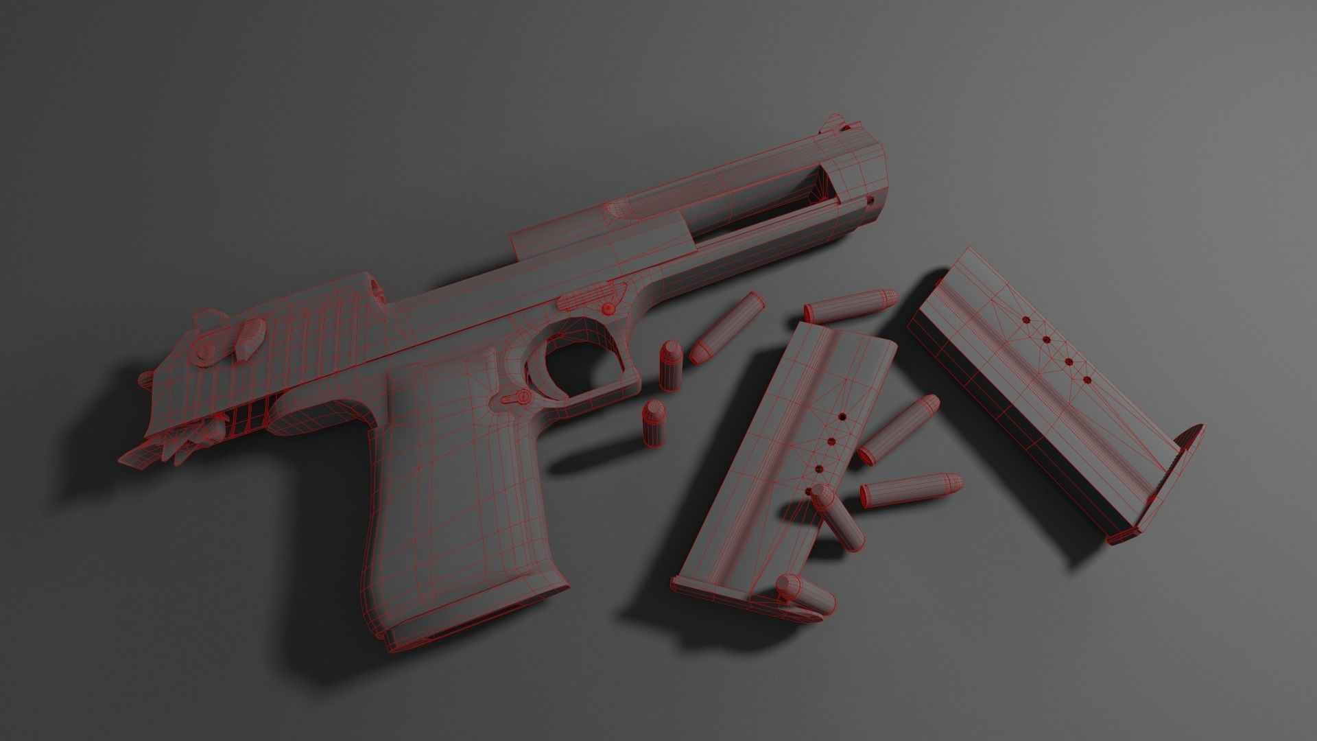 Desert Eagle Pistol Low-poly 3D model_8