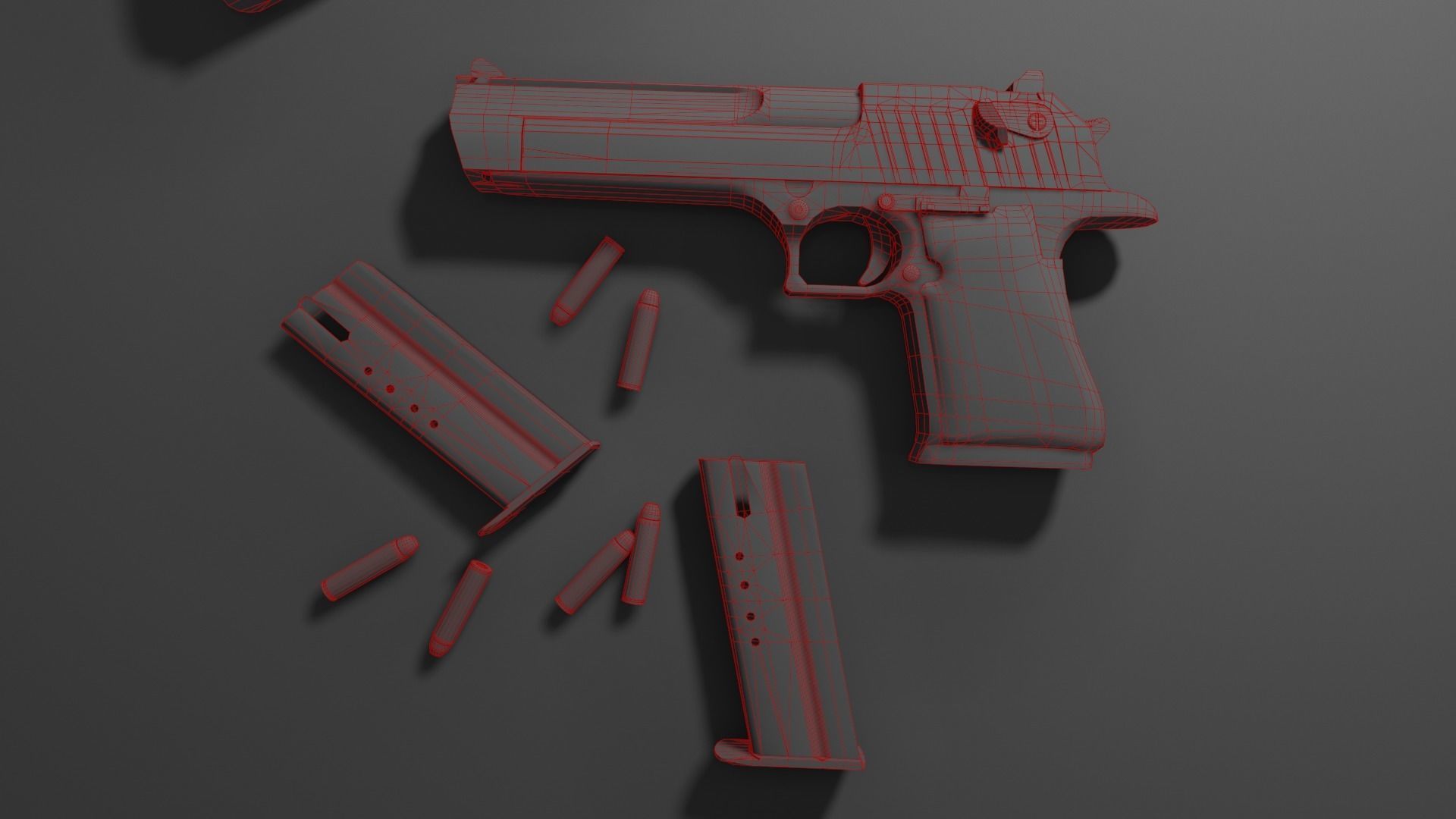 Desert Eagle Pistol Low-poly 3D model_7