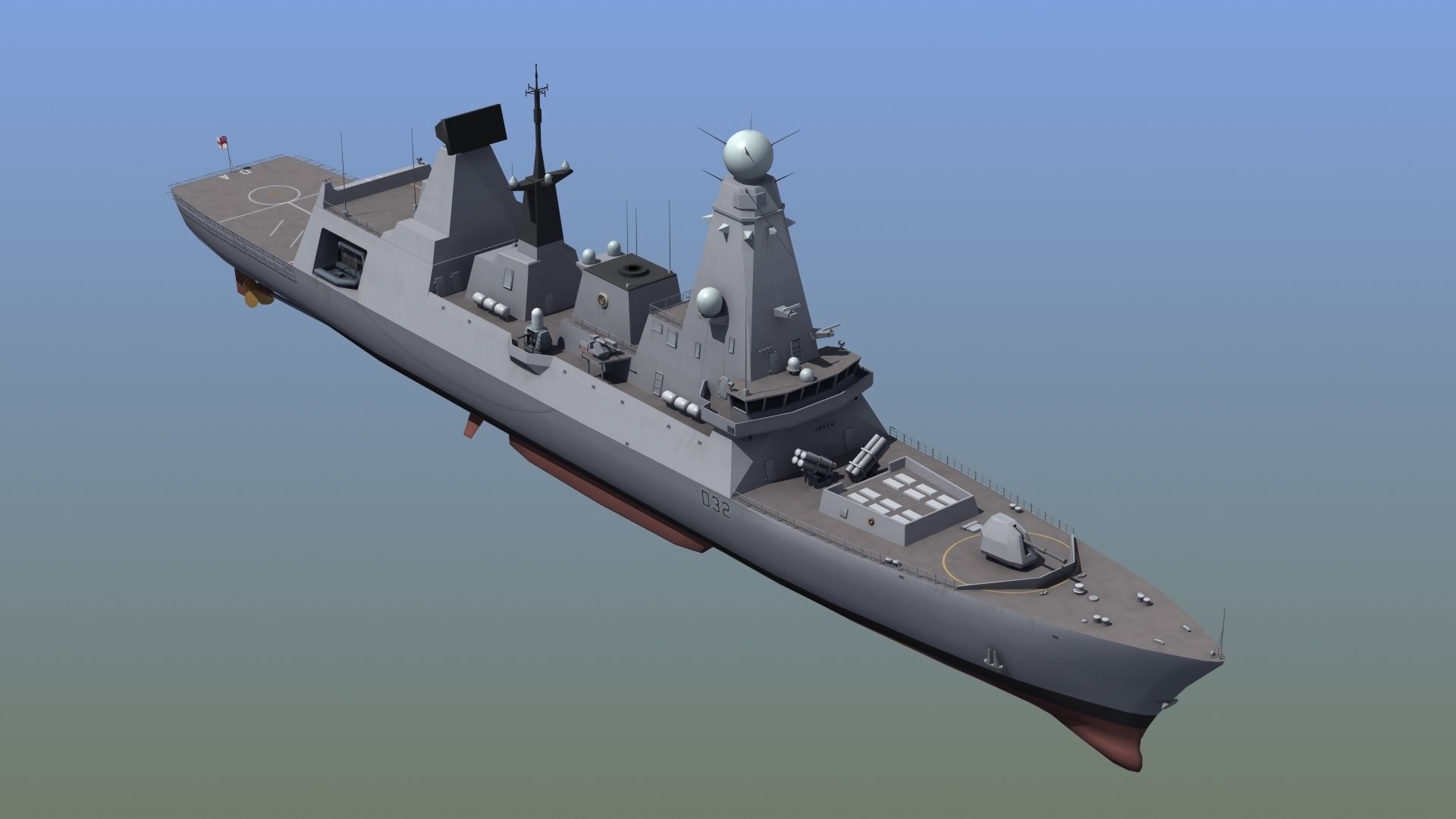 HMS Daring Type 45 Destroyer 3D model_1