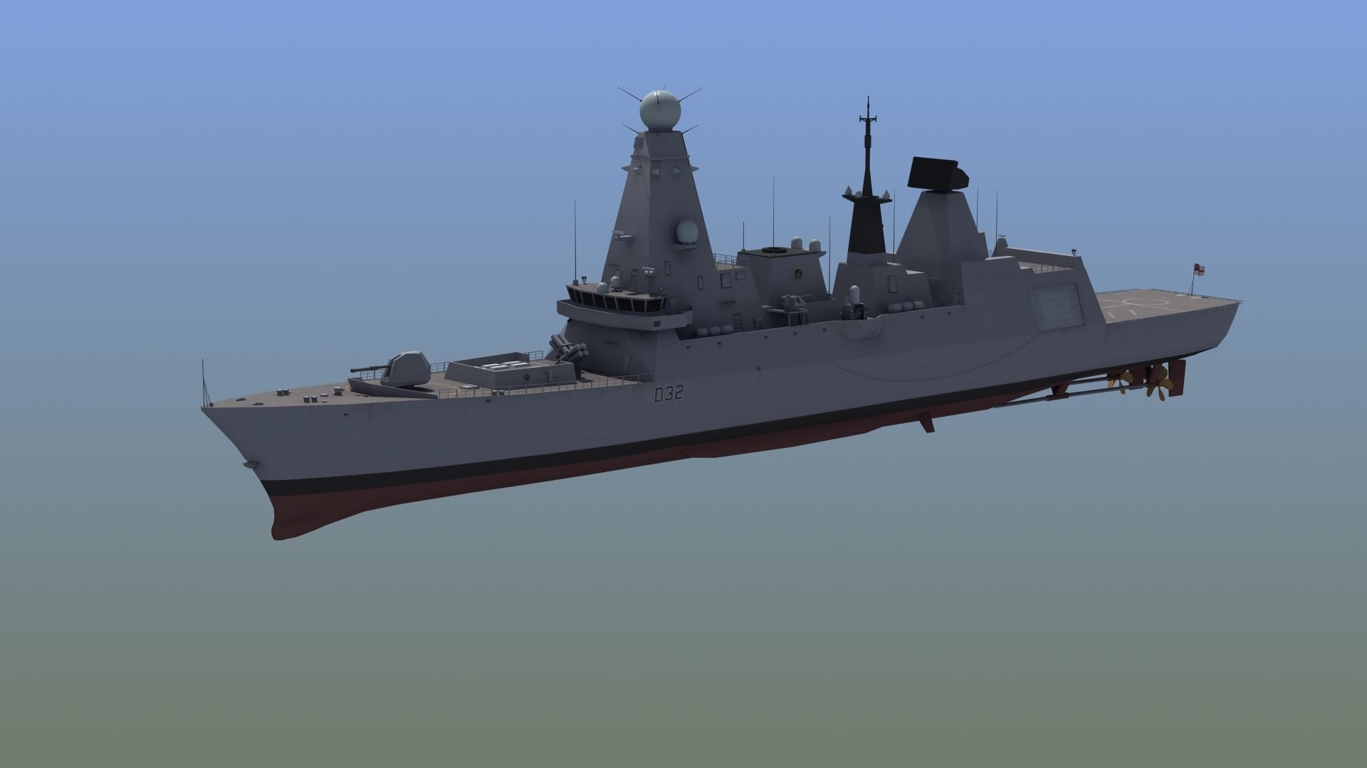 HMS Daring Type 45 Destroyer 3D model_7