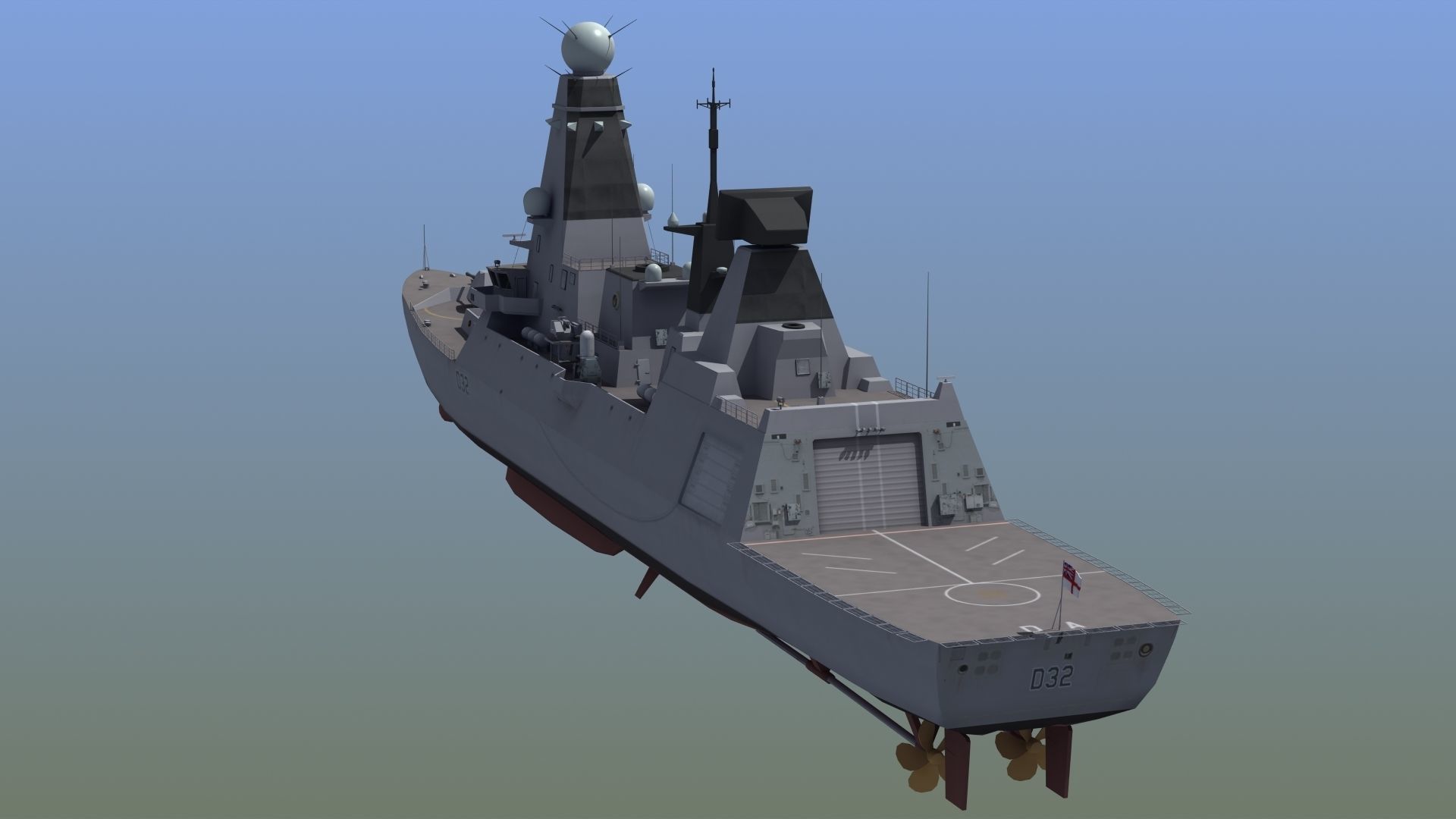 HMS Daring Type 45 Destroyer 3D model_2