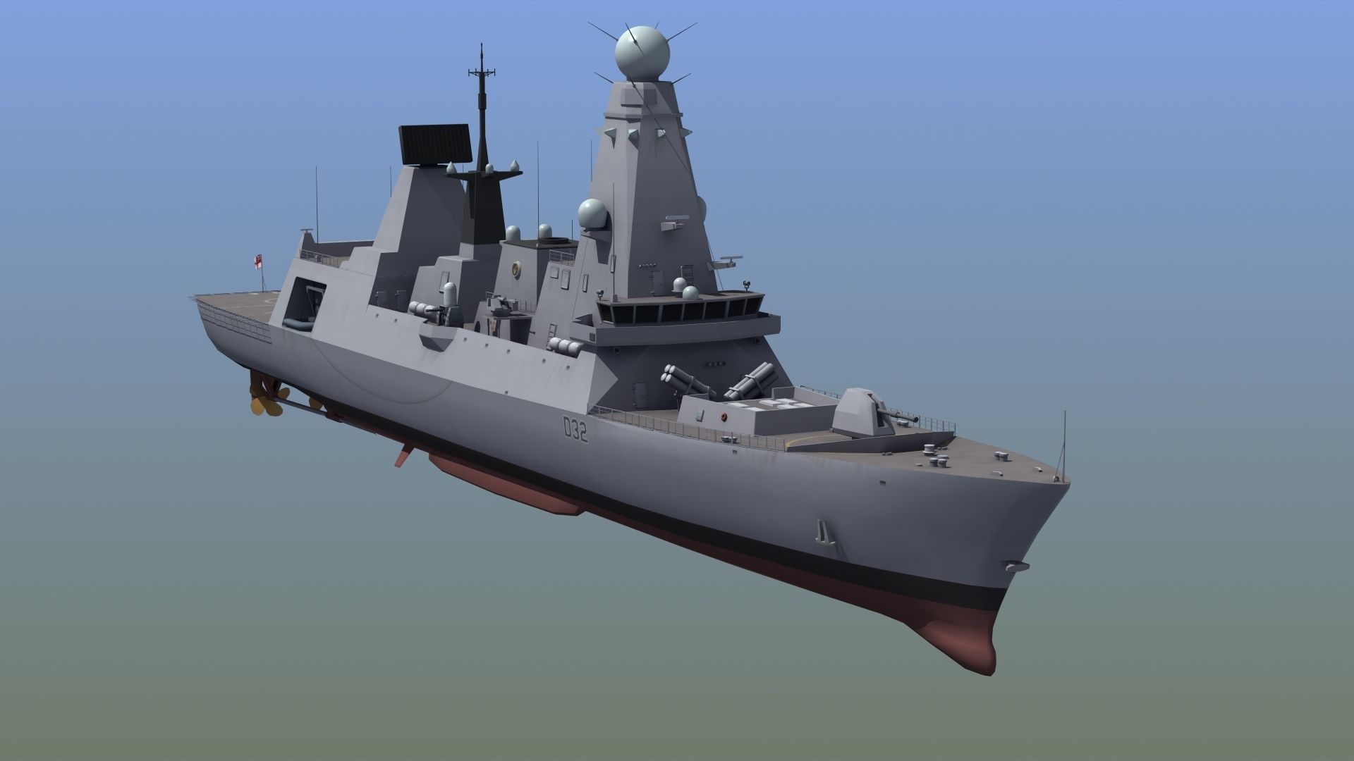 HMS Daring Type 45 Destroyer 3D model_14