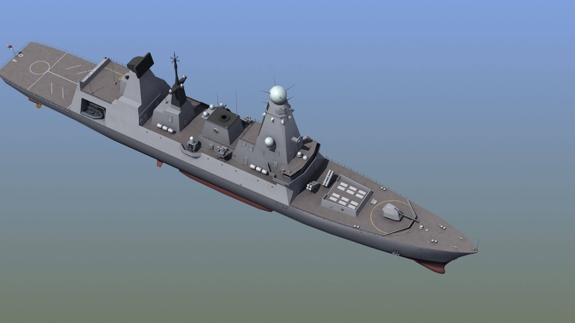 HMS Daring Type 45 Destroyer 3D model_9