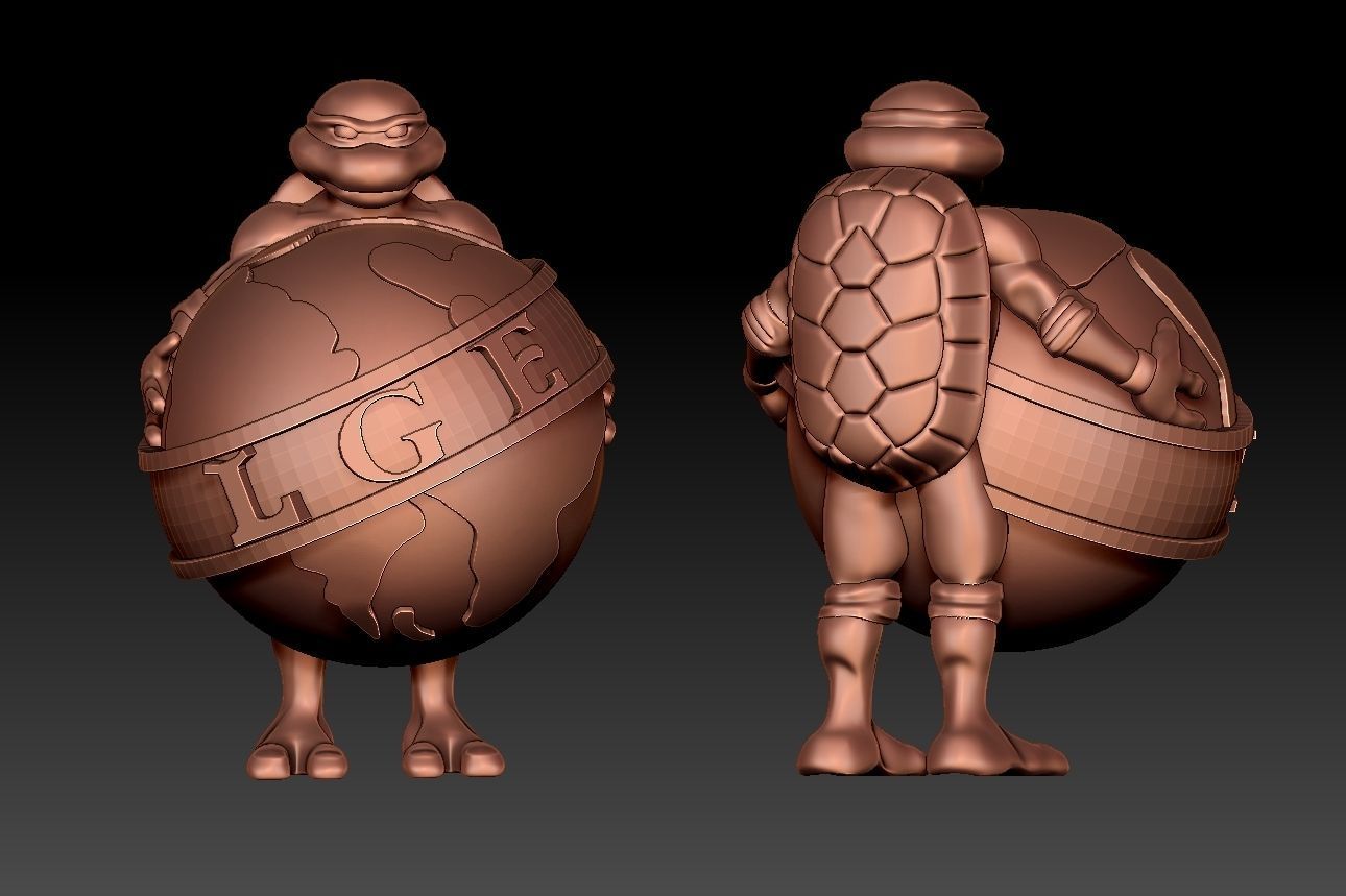 Turtle with earth  3D print model_4