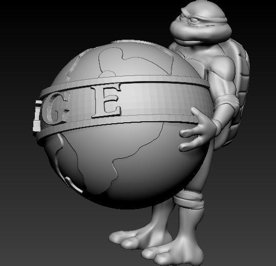 Turtle with earth  3D print model_2