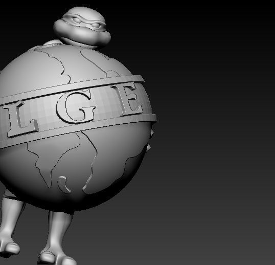 Turtle with earth  3D print model_3