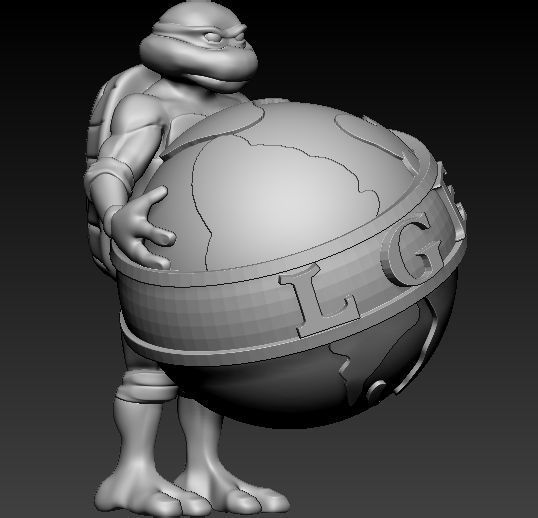 Turtle with earth  3D print model_1