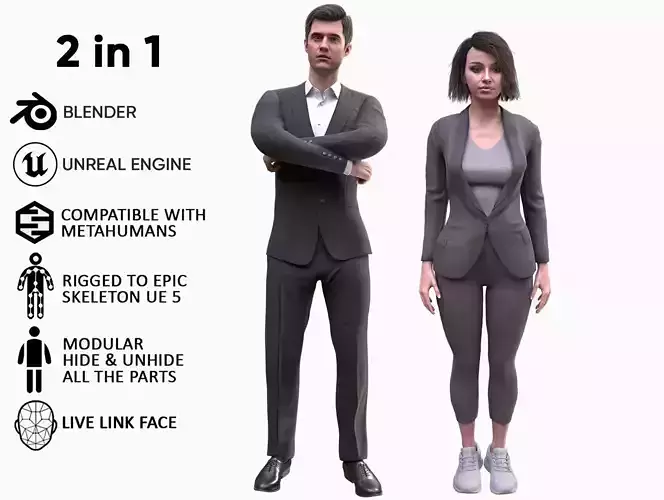 Mens and Womens business suits  3D Model Collection