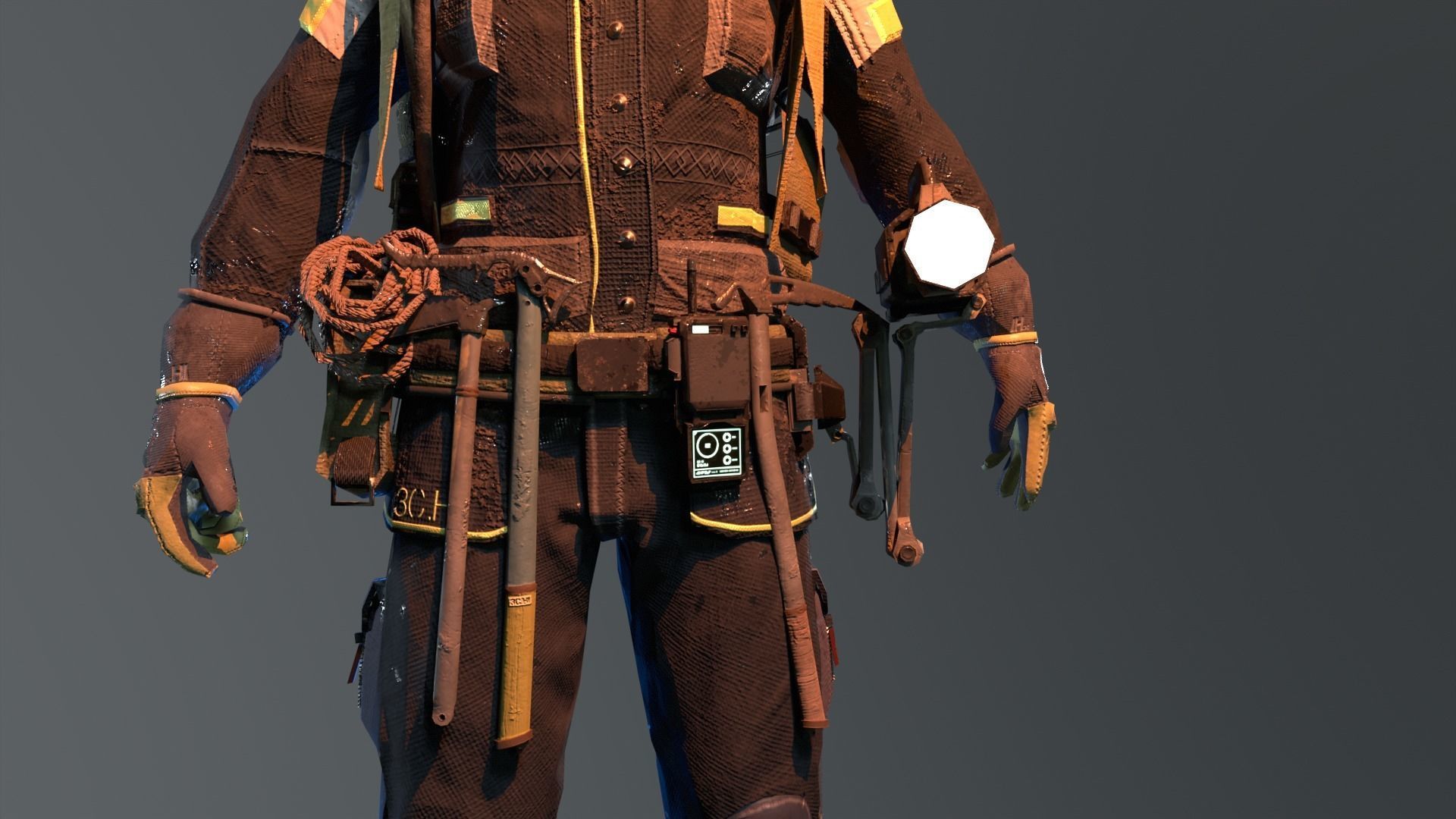 Handsome firefighter 3D model_4