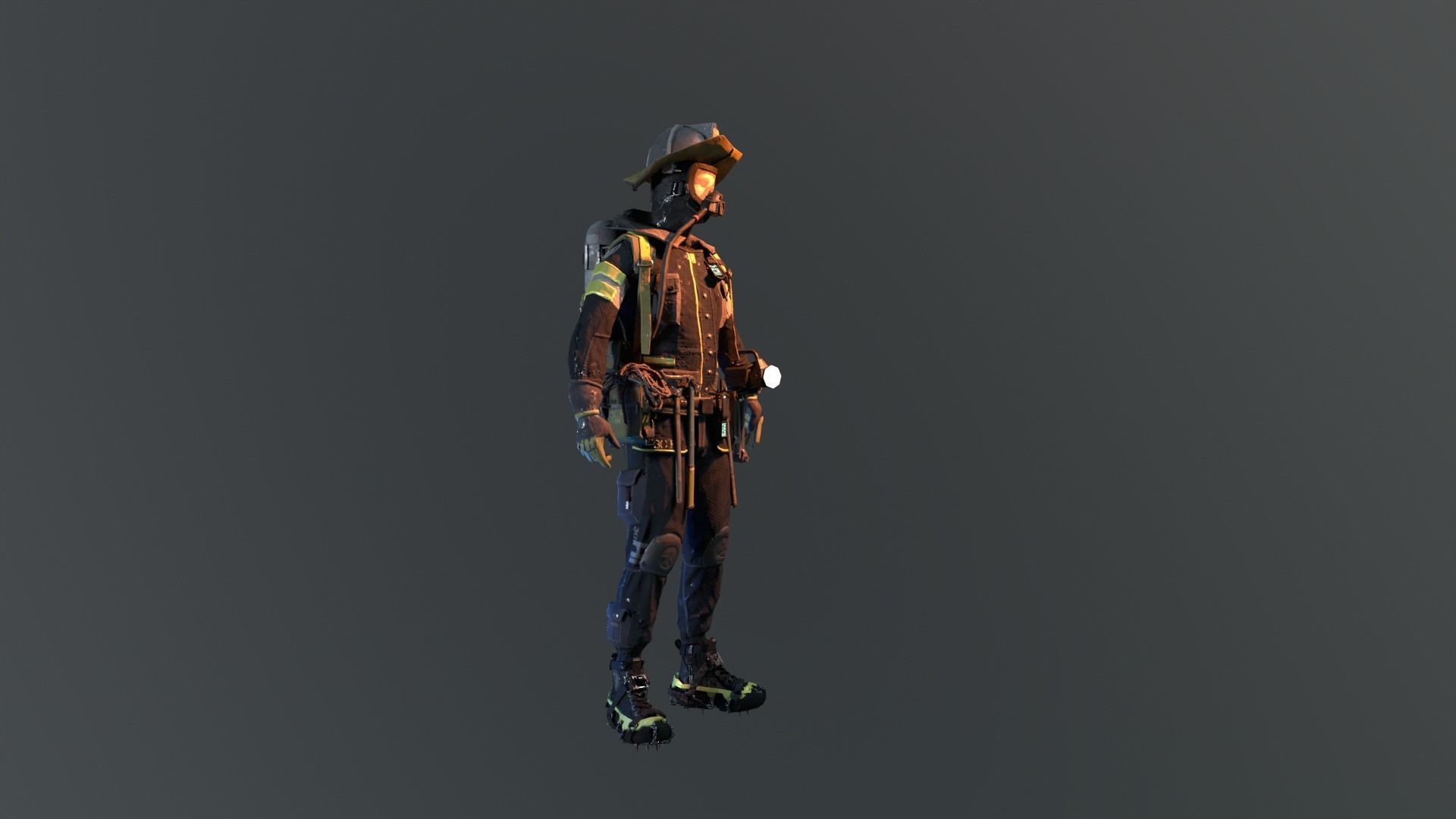 Handsome firefighter 3D model_3