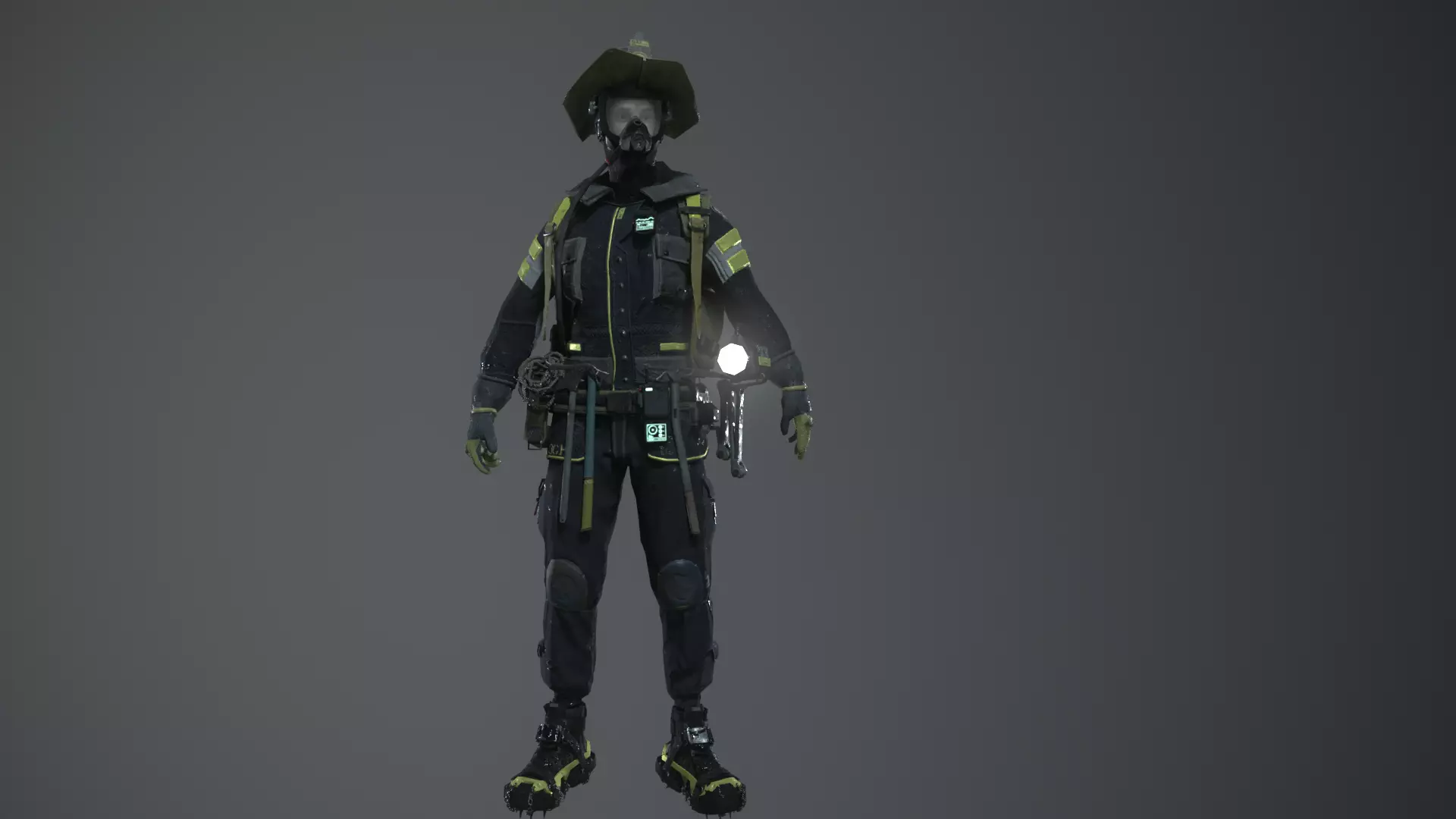 Handsome firefighter 3D model_0