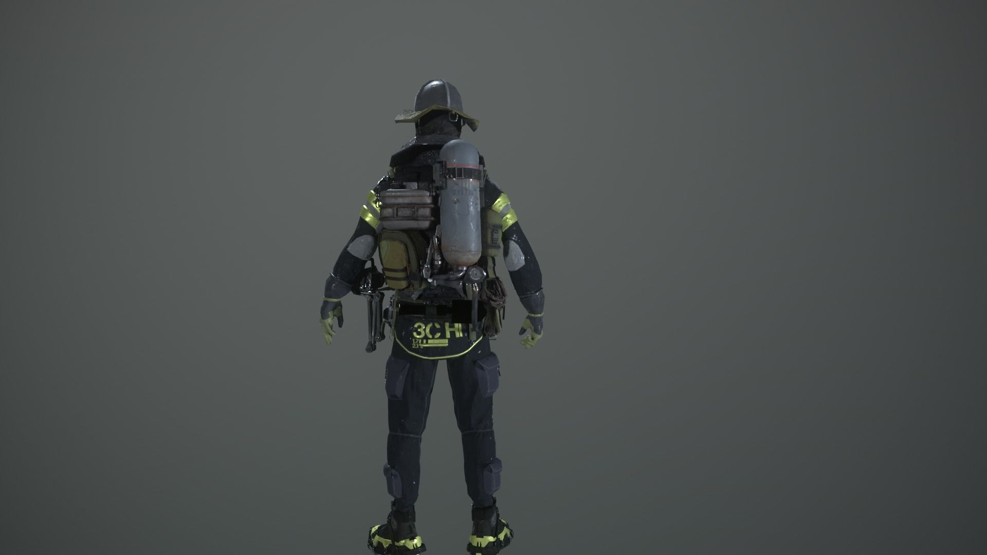Handsome firefighter 3D model_1
