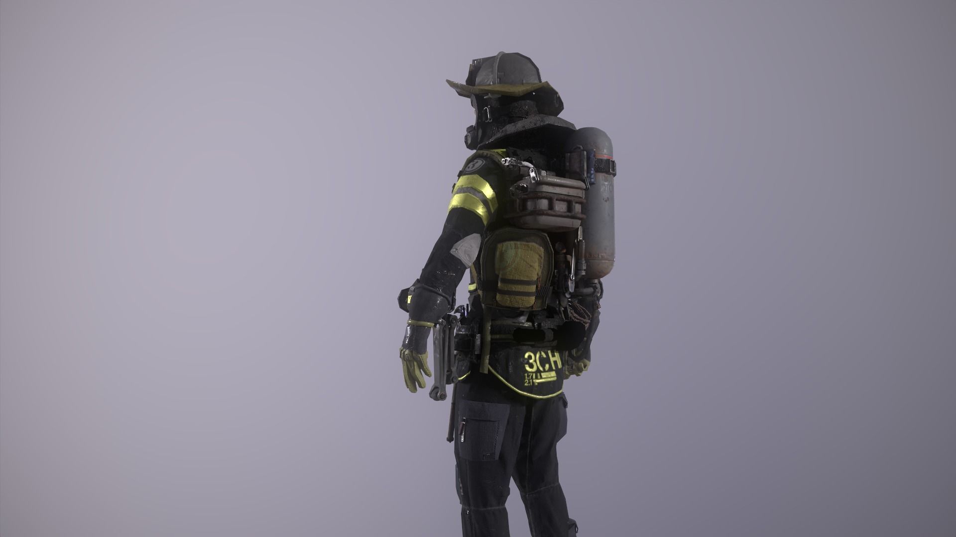 Handsome firefighter 3D model_13