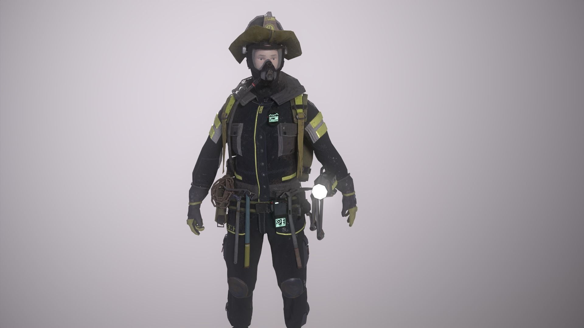 Handsome firefighter 3D model_9