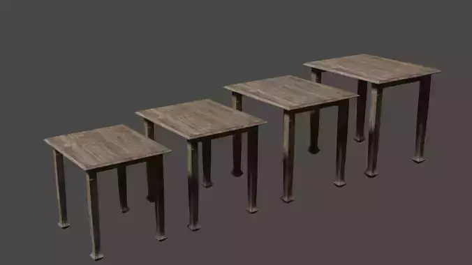 quaternary wooden table low-poly 3d design