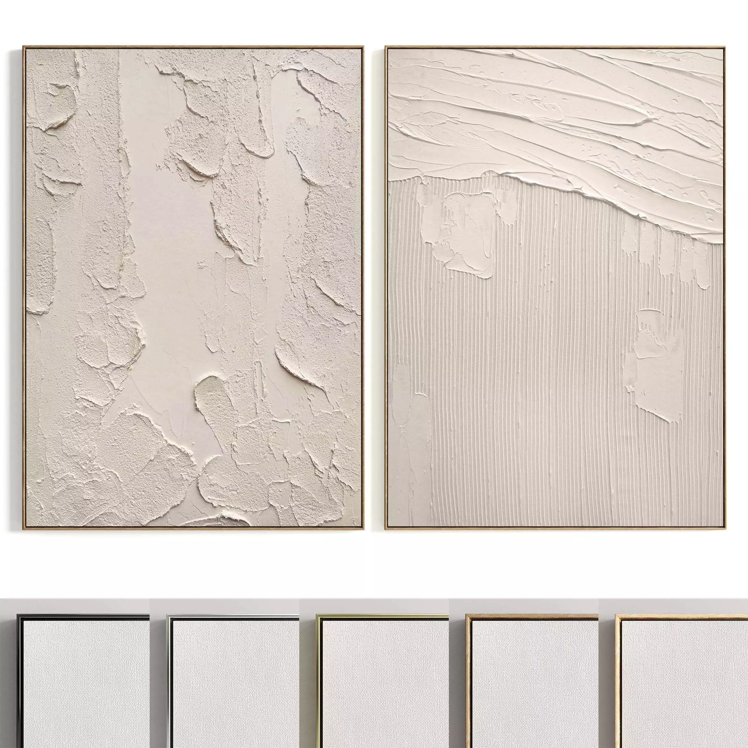 Plaster Two Photo Frame 418 Low-poly 3D model_0