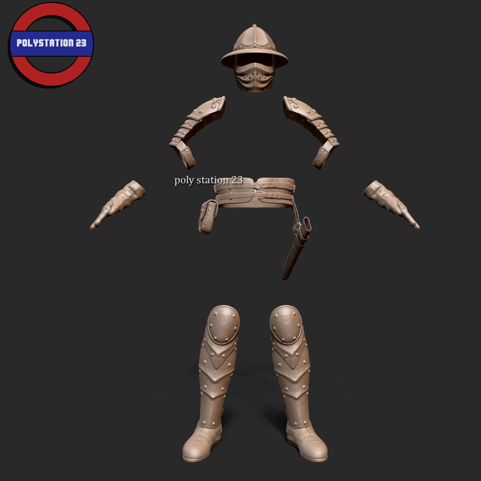 Fantasy armour ancient medieval v1 highpoly zbrush 3D model_2