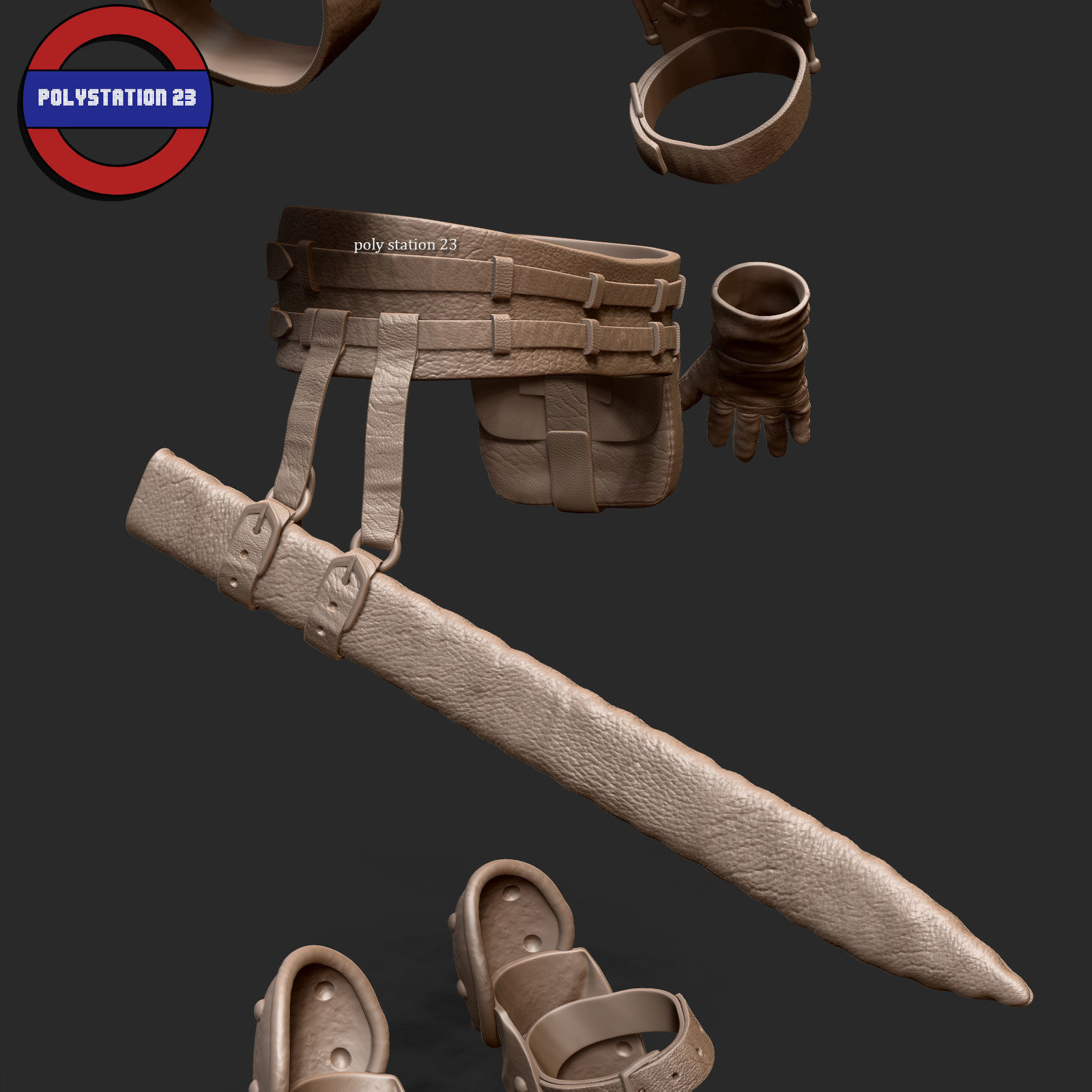 Fantasy armour ancient medieval v1 highpoly zbrush 3D model_11