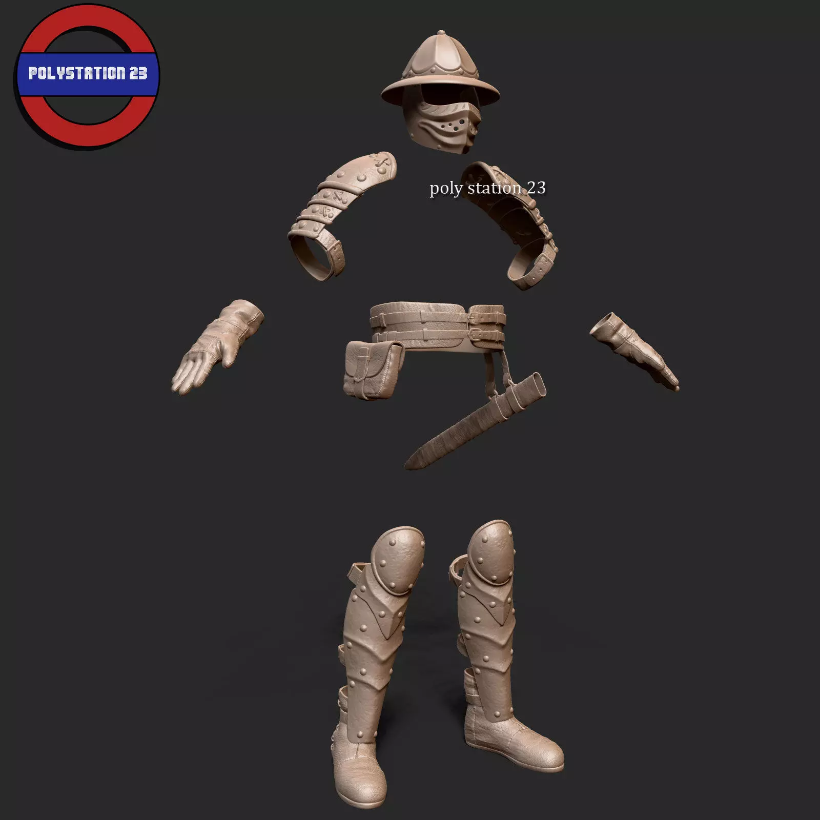 Fantasy armour ancient medieval v1 highpoly zbrush 3D model_0