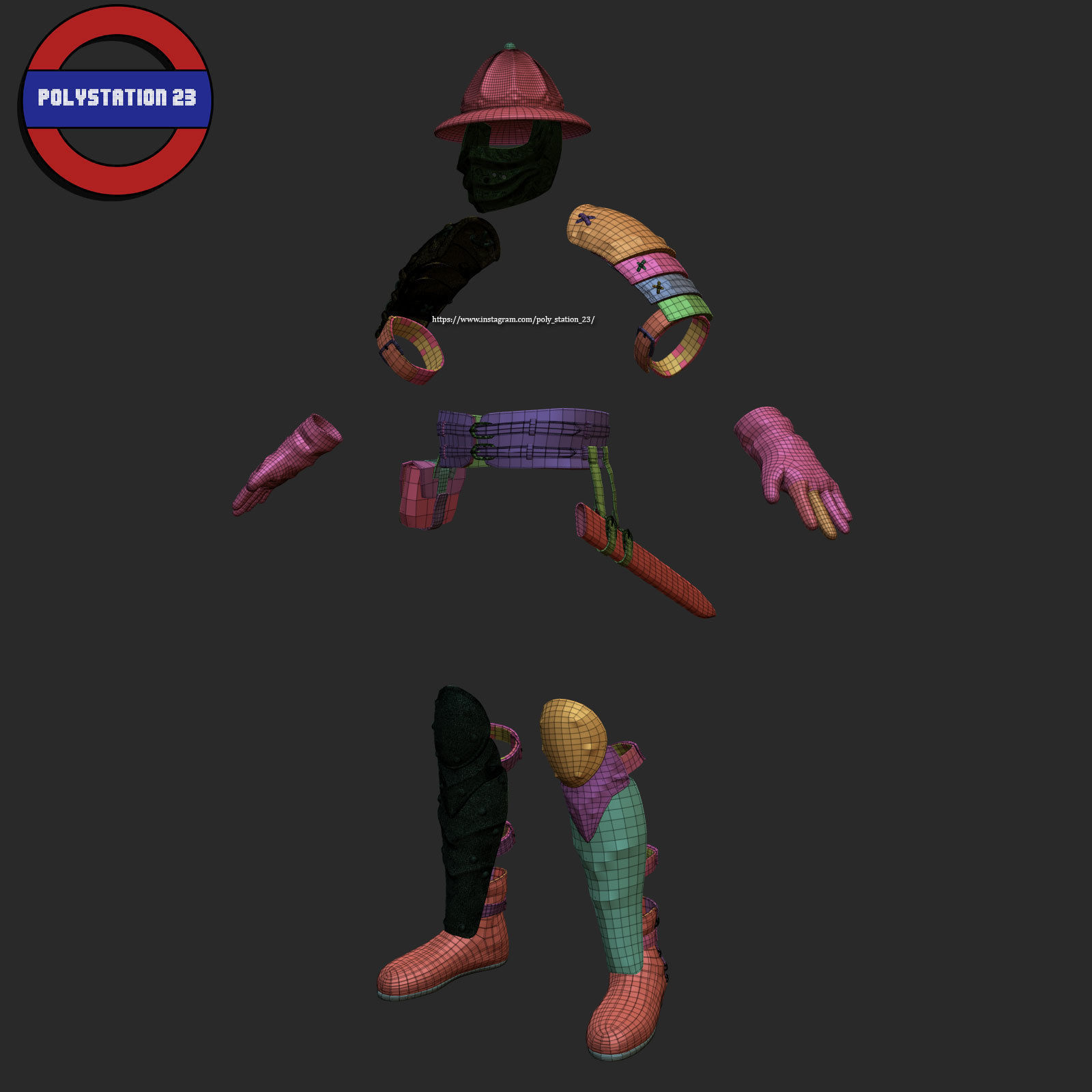 Fantasy armour ancient medieval v1 highpoly zbrush 3D model_16