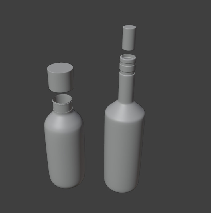 Plastic Bottle and Glass Wine Bottle - 3D Models with Materials Low-poly 3D model_3