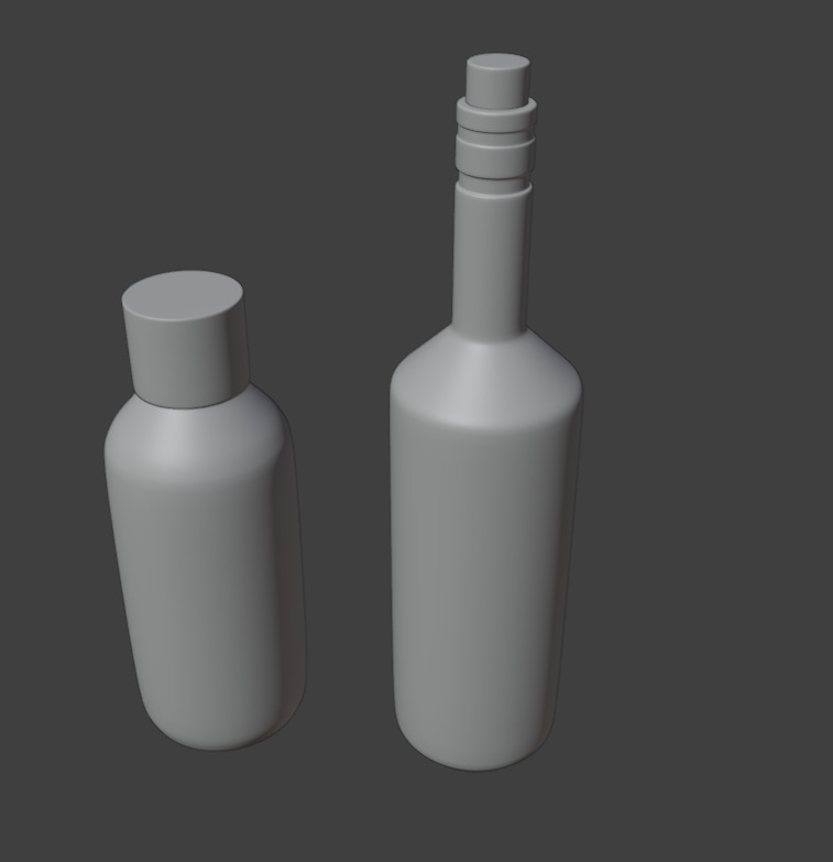 Plastic Bottle and Glass Wine Bottle - 3D Models with Materials Low-poly 3D model_2
